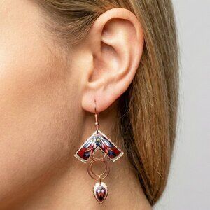 Handmade Copper Reflections Earrings, colorful multi piece copper earrings
